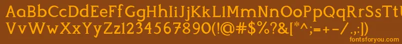 フォントPerspicacious Medium – オレンジ色の文字が茶色の背景にあります。