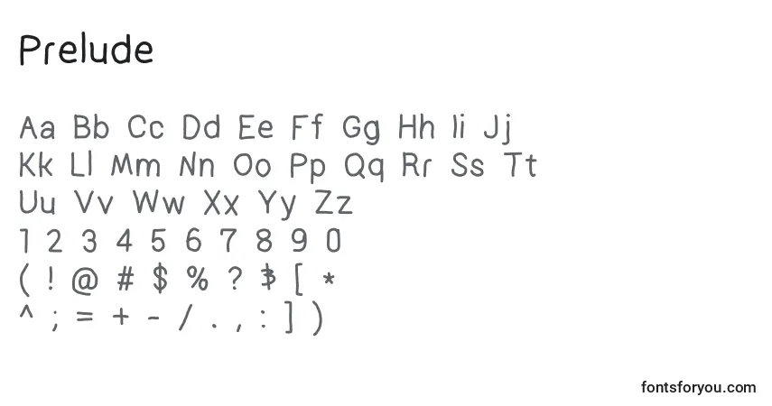 Prelude-fontti – aakkoset, numerot, erikoismerkit