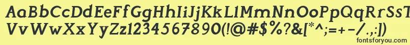 Czcionka PerspicaciousItalic Bold – czarne czcionki na żółtym tle