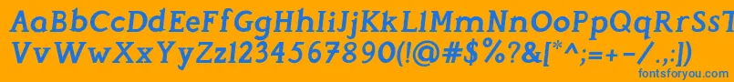 Czcionka PerspicaciousItalic Bold – niebieskie czcionki na pomarańczowym tle