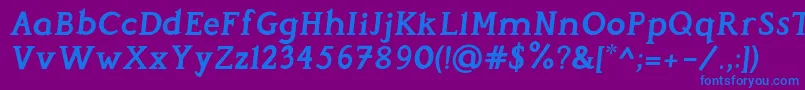 Czcionka PerspicaciousItalic Bold – niebieskie czcionki na fioletowym tle