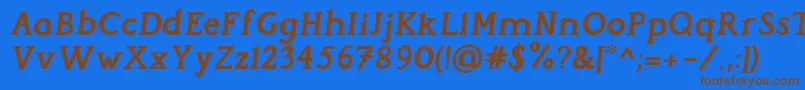 Fonte PerspicaciousItalic Bold – fontes marrons em um fundo azul