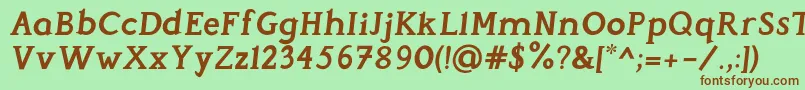 Шрифт PerspicaciousItalic Bold – коричневые шрифты на зелёном фоне