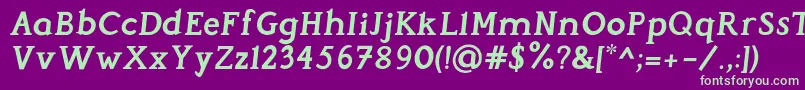 フォントPerspicaciousItalic Bold – 紫の背景に緑のフォント