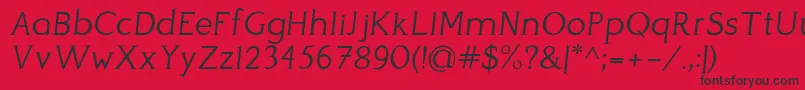 PerspicaciousItalic Light Font – Black Fonts on Red Background