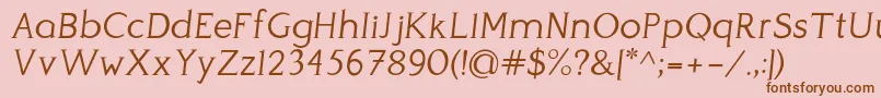 Fonte PerspicaciousItalic Light – fontes marrons em um fundo rosa