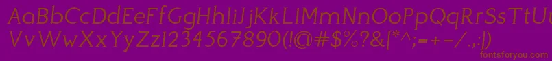 PerspicaciousItalic Light Font – Brown Fonts on Purple Background