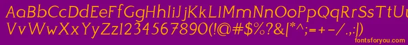 PerspicaciousItalic Light Font – Orange Fonts on Purple Background