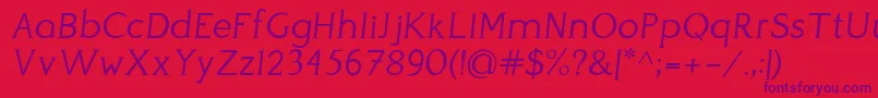 PerspicaciousItalic Light Font – Purple Fonts on Red Background