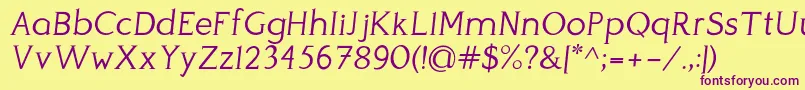 PerspicaciousItalic Light Font – Purple Fonts on Yellow Background