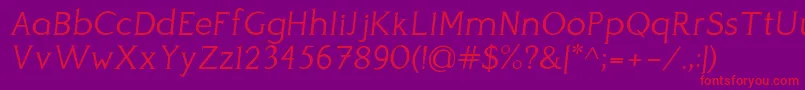 PerspicaciousItalic Light Font – Red Fonts on Purple Background