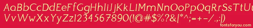 PerspicaciousItalic Light Font – Yellow Fonts on Red Background