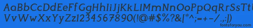 PerspicaciousItalic Medium-Schriftart – Schwarze Schriften auf blauem Hintergrund