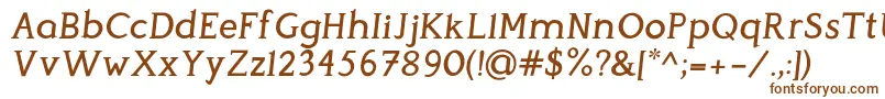 フォントPerspicaciousItalic Medium – 白い背景に茶色のフォント