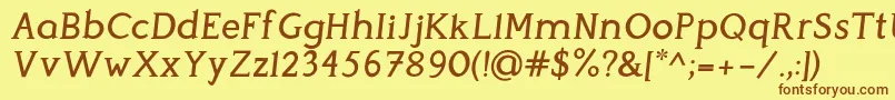 Шрифт PerspicaciousItalic Medium – коричневые шрифты на жёлтом фоне