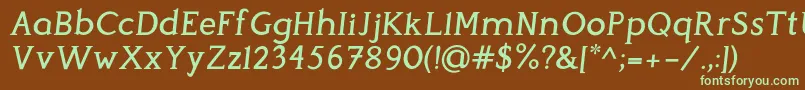 PerspicaciousItalic Medium-fontti – vihreät fontit ruskealla taustalla