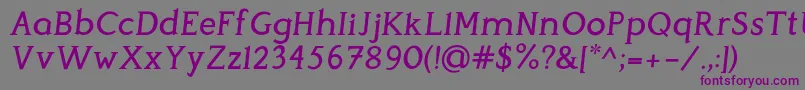 フォントPerspicaciousItalic Medium – 紫色のフォント、灰色の背景