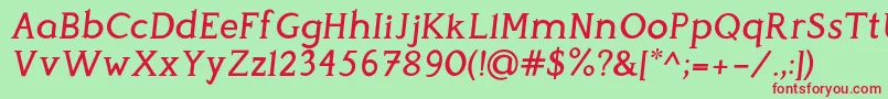 PerspicaciousItalic Medium Font – Red Fonts on Green Background