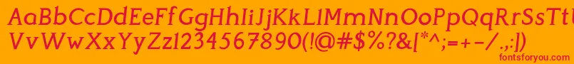 PerspicaciousItalic Medium Font – Red Fonts on Orange Background