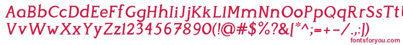 フォントPerspicaciousItalic Medium – 白い背景に赤い文字