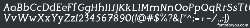 PerspicaciousItalic Medium-fontti – valkoiset fontit mustalla taustalla