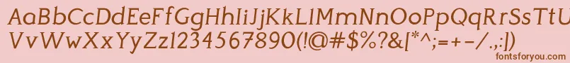 フォントPerspicaciousItalic Regular – ピンクの背景に茶色のフォント