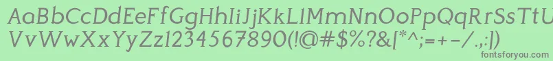 Fonte PerspicaciousItalic Regular – fontes cinzas em um fundo verde