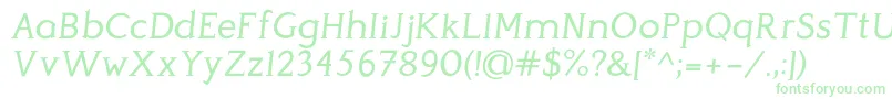 Fonte PerspicaciousItalic Regular – fontes verdes em um fundo branco