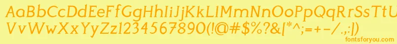 PerspicaciousItalic Regular Font – Orange Fonts on Yellow Background