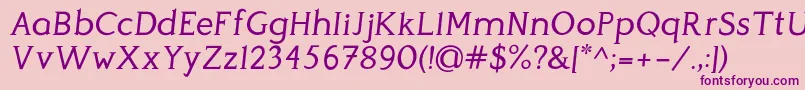 Fonte PerspicaciousItalic Regular – fontes roxas em um fundo rosa