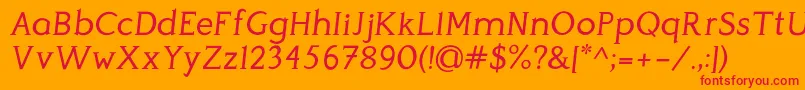 PerspicaciousItalic Regular Font – Red Fonts on Orange Background