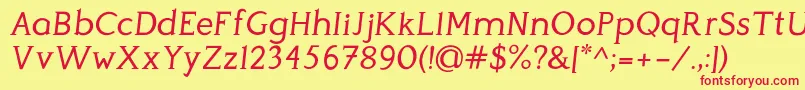 PerspicaciousItalic Regular Font – Red Fonts on Yellow Background