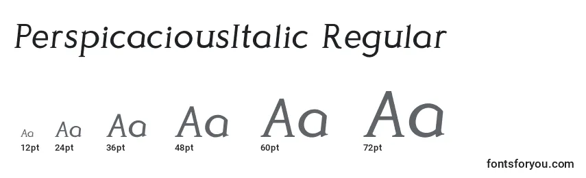 Размеры шрифта PerspicaciousItalic Regular