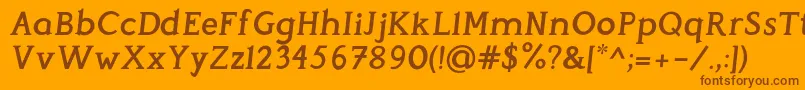 PerspicaciousItalic SemiBold-Schriftart – Braune Schriften auf orangefarbenem Hintergrund