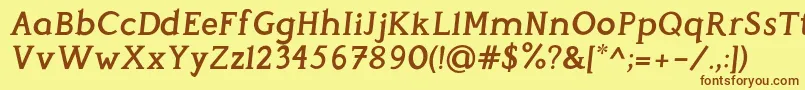 Czcionka PerspicaciousItalic SemiBold – brązowe czcionki na żółtym tle