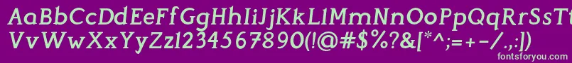 フォントPerspicaciousItalic SemiBold – 紫の背景に緑のフォント