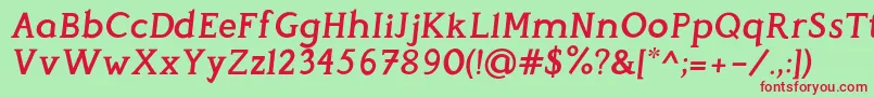 PerspicaciousItalic SemiBold Font – Red Fonts on Green Background