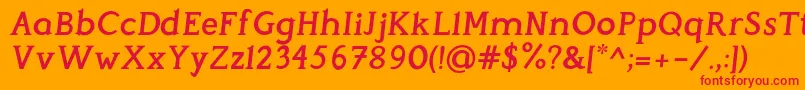 PerspicaciousItalic SemiBold-Schriftart – Rote Schriften auf orangefarbenem Hintergrund