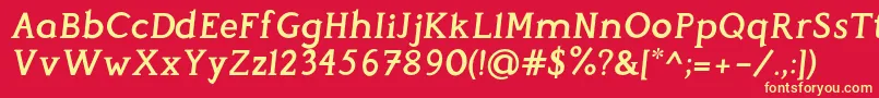 PerspicaciousItalic SemiBold-Schriftart – Gelbe Schriften auf rotem Hintergrund
