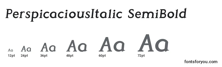 Größen der Schriftart PerspicaciousItalic SemiBold