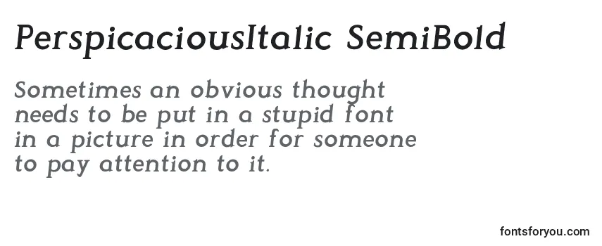 Review of the PerspicaciousItalic SemiBold Font