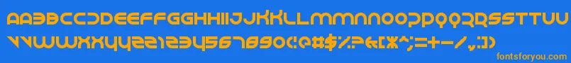 フォントPerspire – オレンジ色の文字が青い背景にあります。