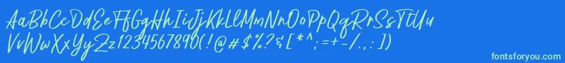 Pestapora Free Font – Green Fonts on Blue Background