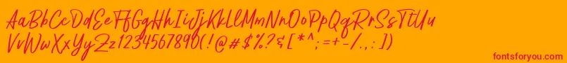 Pestapora Free-Schriftart – Rote Schriften auf orangefarbenem Hintergrund