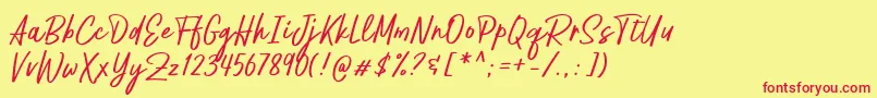 Pestapora Free-Schriftart – Rote Schriften auf gelbem Hintergrund