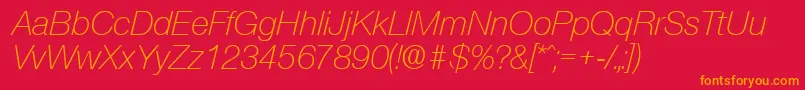 フォントOlnovaLightita – 赤い背景にオレンジの文字