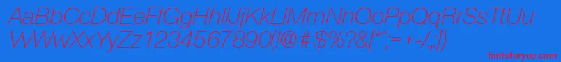 OlnovaLightita Font – Red Fonts on Blue Background