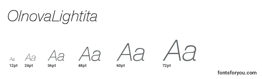 OlnovaLightita Font Sizes