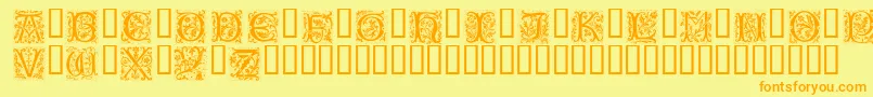 フォントPETIFL   – オレンジの文字が黄色の背景にあります。