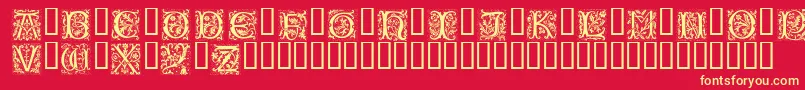 フォントPETIFL   – 黄色の文字、赤い背景